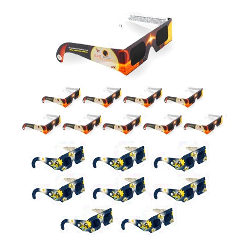 LUNT SOLAR SYSTEMS 18 Pack Premium -10 Regular Size and 8 Kid Size, Solar Eclipse Glasses Approved 2024, ISO and CE Certified Optical Quality Safe Shades for Direct Sun Viewing for Solar Eclipse