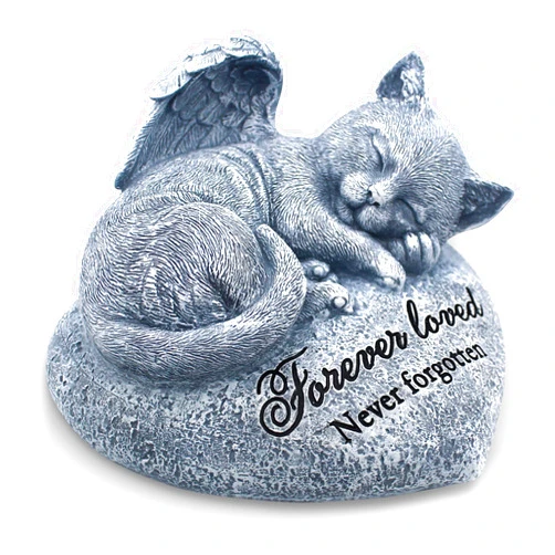 Orchid Valley Sleeping Cat Garden Statue - Pet Memorial Stone - Grave Marker - Beautifully Packaged Memorial Gift, Headstones for Cats or Thoughtful Sympathy Gift