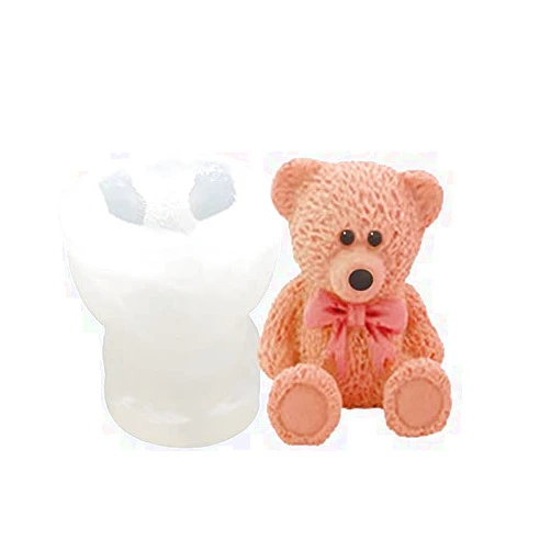 Julyupoli 1pcs 3D Bear Silicone Mold Soap Molud Kitchen Candy Fondant Cake Mould Chocolate Candle Soap Maker Kitchen Baking Accessories