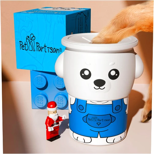 Pet Partisan Dog Paw Cleaner with Removable Bottom Brushes and Handle，Paw Cleaner for Dogs，Portable Dog Paw Washer for Large，Small，Medium Breed Dogs (Cowboy Pup, 5.9 * 4.3 * 4.3 in)