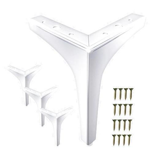 GOSCHE Metal Furniture Legs 7 Inch, Chrome Polished Silver Sofa Legs Set of 4, Modern Style Replacement Triangle Legs for Dresser Chair Bed Cabinet Cupboard DIY Replacement Couch Feet