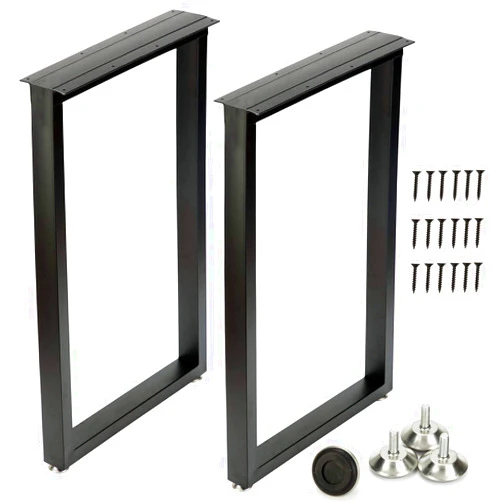 HOMEKAYT Metal Table Legs 28''Hight 17.7'' Wide Heavy Duty Furniture Legs, Modern Desk Legs Multiple Uses for Dinning Table Coffee Table (Rectangle Shape, 2pcs)-Black