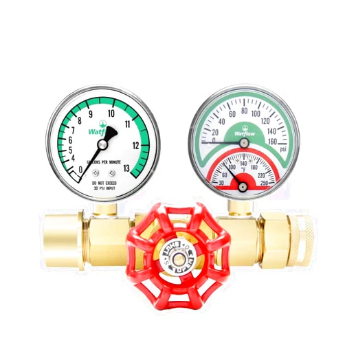 Watflow Water Flow Gauge, Temperature and Pressure Test Assembly, 0-160psi,0-13 GPM, 3/4