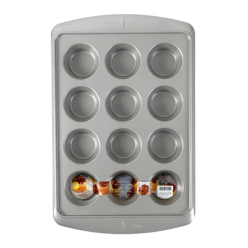Wilton Ever-Glide Muffin Pan - Enjoy Homemade Muffins , Great for Cupcakes, Roasted Veggies, Shredded Potato Egg Cups and More, Steel, 12-Cavity