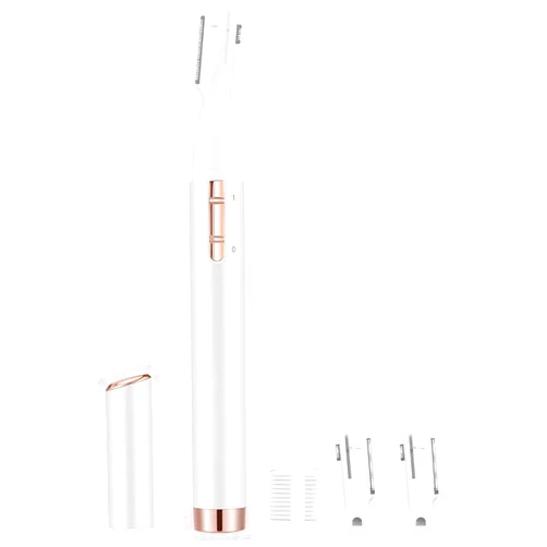 ZEXELLER Upgraded Eyebrow Trimmer, Precision Facial Hair Trimmer with Comb, Battery Operated Painless Electric Eyebrow Razor Facial Hair Remover Face Chin Neck, Upper-Lip, Peach-Fuzz
