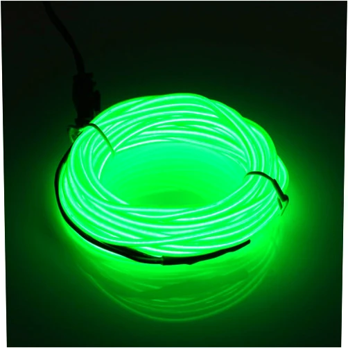 JIGUOOR EL Wire Battery Pack 16.4ft / 5m Bright Neon Light Strip 360° Illumination Neon Tube Rope Lights for DIY, Festival, Party Decoration, Pub, Halloween, Chrismas (16.4ft / 5m, Green)