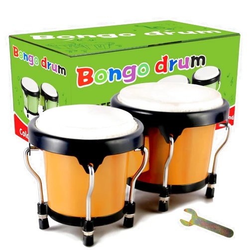 EastRock Bongo Drum 4” and 5” Set for Kids Adults Beginners,Percussion Bongos Drum With Tuning Wrench (Brown)