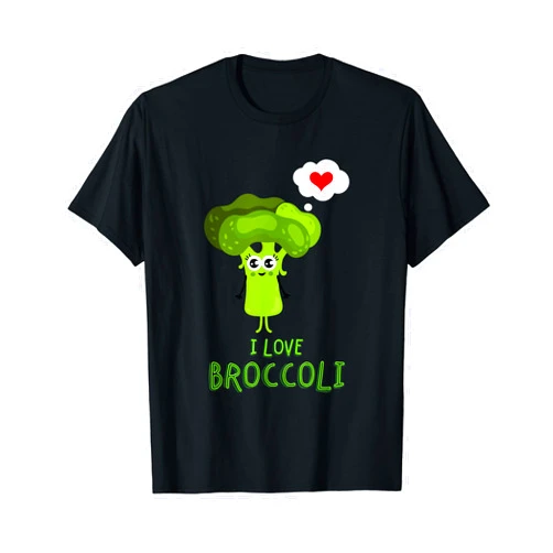 Jamrock Fruits and Veggie Puns Apparel I Love Broccoli Fruit and Vegetables T-Shirt