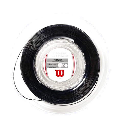 WILSON Synthetic Gut Power Tennis String - Set and 200m Reel, 16 and 17 Gauge