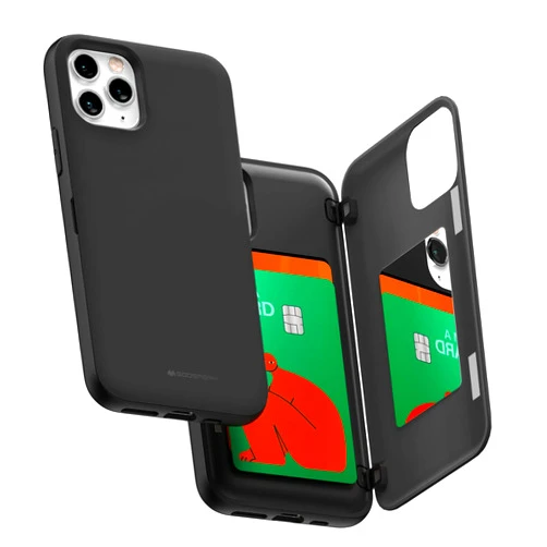 GOOSPERY iPhone 11 Pro Wallet Case with Card Holder, Protective Dual Layer Bumper Phone Case (Black)