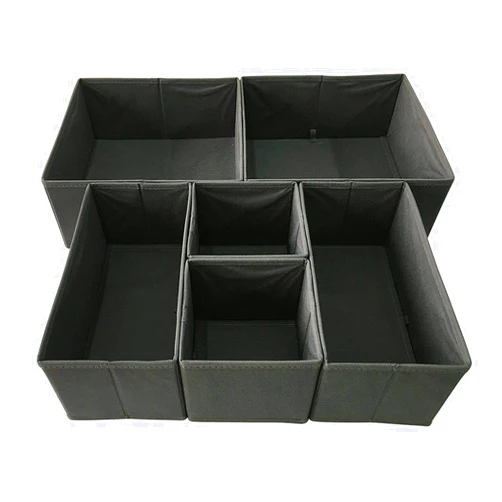 Sodynee Foldable Cloth Storage Box Closet Dresser Drawer Organizer Cube Basket Bins Containers Divider with Drawers for Underwear, Bras, Socks, Ties, Scarves, 6 Pack, Grey