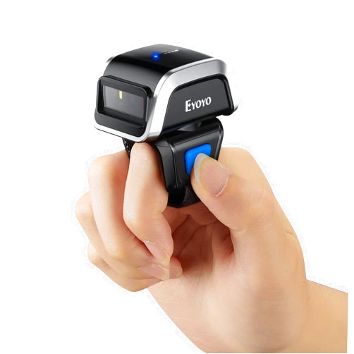 Eyoyo Mini 2D Ring Barcode Scanner, 3-in-1 Bluetooth/2.4G Wireless/USB Wearable Finger Scanner, Support Screen Scanning, Wireless Inventory Reader Compatible for iPad iPhone Android