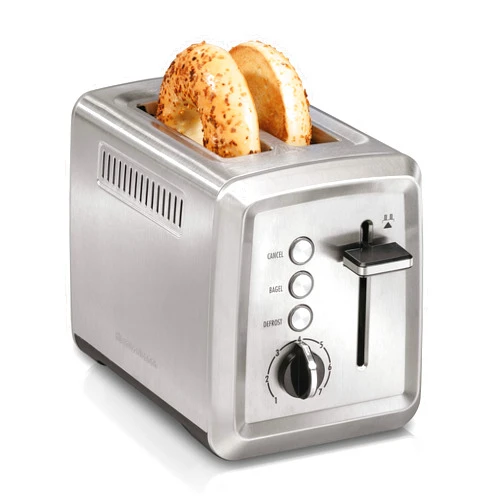 Hamilton Beach 2 Slice Toaster with Extra-Wide Slots, Bagel Setting, Toast Boost, Slide-Out Crumb Tray, Auto-Shutoff & Cancel Button, Defrost Function, Stainless Steel (22794)