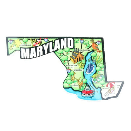 Mad Mags Maryland State Acrylic Magnet Souvenir - 4.75