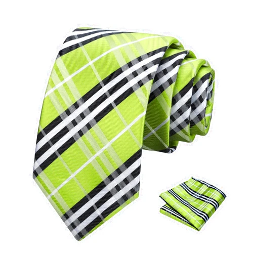 PenSee Mens Black Tie Checkered Tie Classic Necktie 3.15