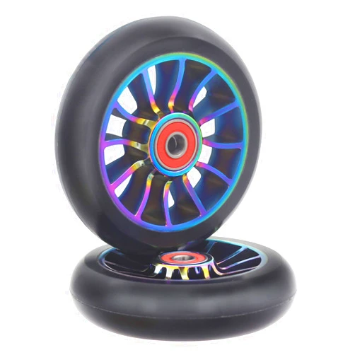 aibiku Pro Stunt Scooter Wheel 100mm Replacement Wheels with ABEC-11 Bearing-2 PCS(Colorful/Black)