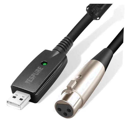 YESPURE USB Microphone Cable,USB Male to XLR Female Mic 3 Pin Link Converter Cable Studio Audio Cable Connector Cords Adapter for Instruments Recording Karaoke Singing or Microphones(10FT/3M)