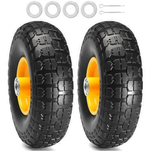 VEVOR (2-Pack) VEVOR 10-Inch Solid Rubber Tires and Wheels, 4.10/3.50-4