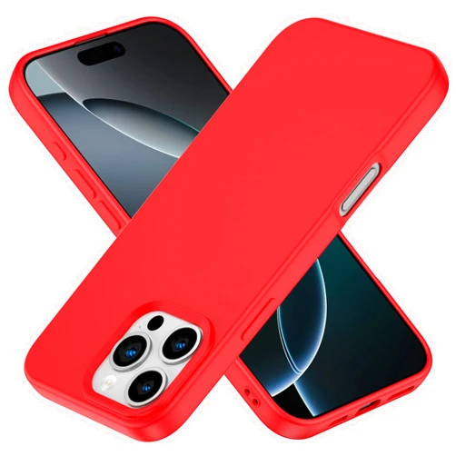 Amytor Designed for iPhone 16 Pro Max Case, Silicone Ultra Slim Shockproof Phone Case with Soft Anti-Scratch Microfiber Lining, [Enhanced Camera Protection] Phone Case for 16 Pro Max, (Red)