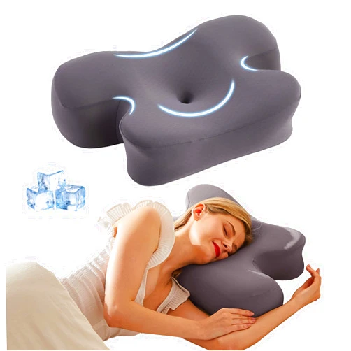 Cooloo8 Cervical Neck Pillow,Contour Pillow,Cooling Neck Support Pillows for Sleeping,Memory Foam Pillow for Neck Pain Relief,Orthopedic Pillow for Side, Back, and Stomach Sleepers,Grey