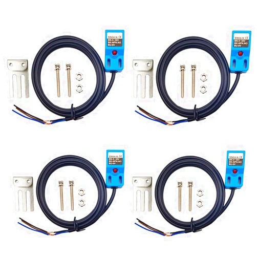 Haldzemo Inductive Proximity Sensor SN04-N Normally Open Detection Approach Switch NPN NO with TL PL SN Bracket (Blue, 4 Pack)