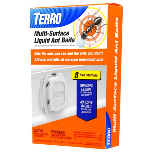 TERRO Indoor Liquid Ant Baits with Adhesive Strips for Discreet Baiting - TERRO Ant Trap and Bait Station - 8 Pack - T334SR