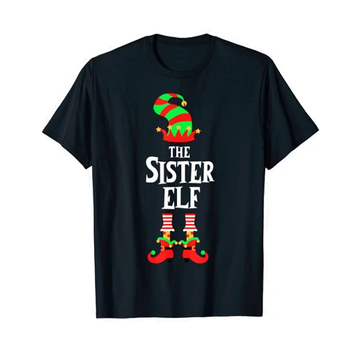 Elf Family Christmas Matching Group Design Studio THE SISTER ELF Family Christmas Matching Group Design T-Shirt