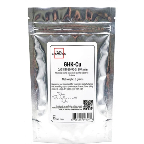 Albochemicals GHK-CU Copper Peptide Powder, 99% min, CAS 89030-95-5, 3 Grams