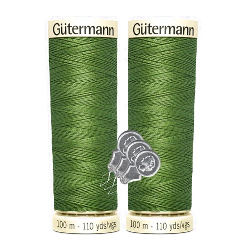Bella's Crafts Gutermann Sew-All Thread 110 Yards Each Polyester, 2-Pack Bundle with Bella's Crafts Needle Threaders (765 - Dusty Green)