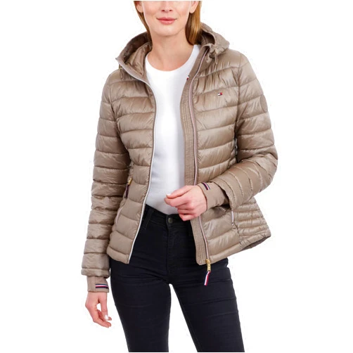 Tommy Hilfiger Women's Puffer Jacket, Lightweight Packable Jacket With Hood & Bag