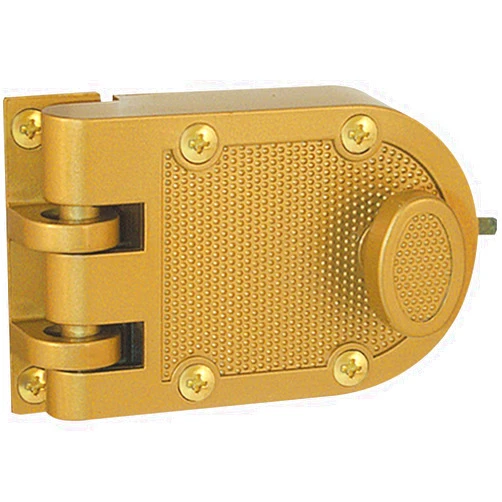 Prime-Line U 9970 Deadlock – Jimmy-Resistant Design Prohibits Forced Entry by Spreading of Door Frames – Single Cylinder Diecast Metal Lock With a Brass Finish and Angle Strike (Single Pack)