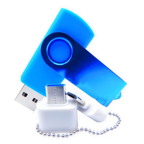 Kingdowin 256MB Mini Capacity USB Flash Drives Thumb Drive Memory Sticks Pendrive with OTG & Type-C/USB C Adaptor (Blue)