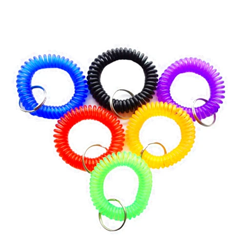 HAMIYELL Pack of 6 Colorful Spring Spiral Wrist Coil Key Chain, Wristband Key Ring