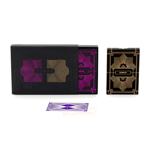 SLOWPLAY 100% Plastic Playing Card Set, 2 Decks (Purple & Gold), Jumbo Index, Poker Size, Superior Flexibility and Durability, Waterproof & Washable, Professional Playing Cards for Texas Hold’em Poker
