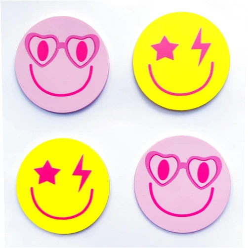 Wajuswode Preppy Car Coasters 4PCS Pink Face Shaped Silicone Cup Holder Smile Lip Lightning Pink Cute car Coasters Preppy Aesthetic Car Accessories
