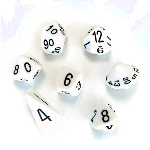 The Dice Lab Set of 7 Skew Dice in White