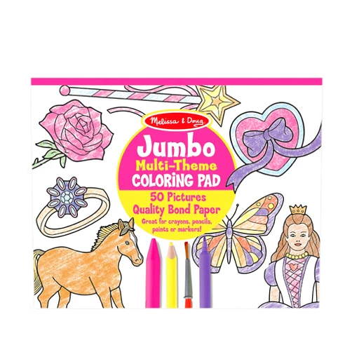 Melissa & Doug Jumbo 50-Page Kids' Coloring Pad - Horses, Hearts, Flowers, and More - FSC Certified