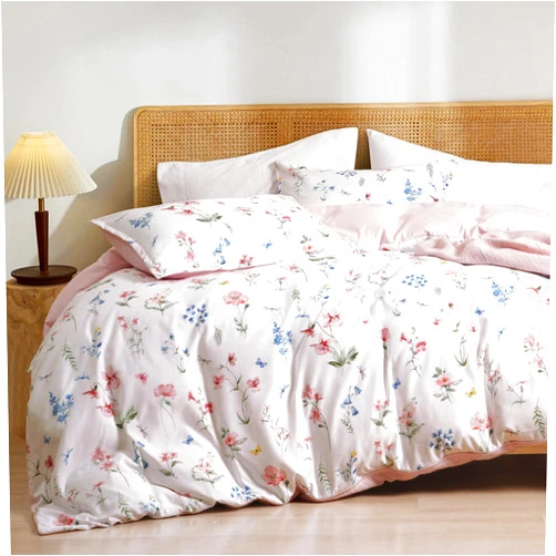 PHF Ultra Soft Floral Duvet Cover Queen Size, Printed Bedding Set 3 Pieces, Comfy Durable Farmhouse Duvet Cover Set with 2 Pillow Shams, Zipper Closure and 8 Ties, 90