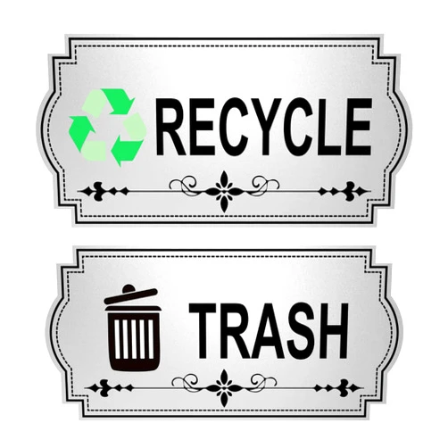 Hepertise Recycle Stickers for Trash Bins - Recycle and trash Stickers for Trash Can - Enhance Your Recycling Bin with Recycle Trash Can Stickers for Kitchen – 1 Set