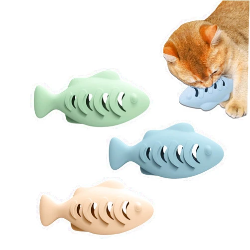 PEIFUKO 3P Catfish Toys, Fish Dolls, Catnip Toys, Silicone Fish Toys That Hold Catnip Toys