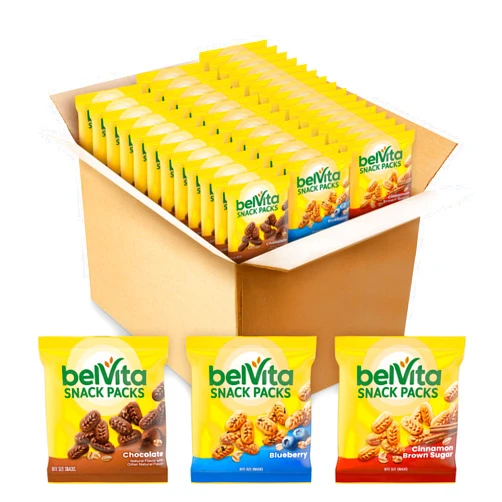 belVita Bites Breakfast Biscuits Variety Pack, 3 Flavors, 40 Snack Packs