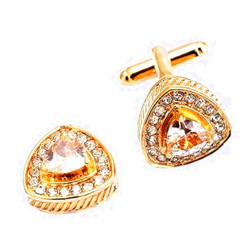 V & L Crystal Cuff links – Fancy Unique Elegant Sparkling Luxury Gem Stone Cufflinks for men in Triangle - Perfect for Wedding, Formal, Suit, Business and Groom Cufflink