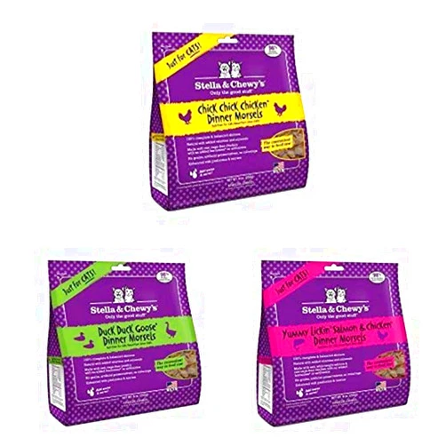 Stella & Chewy'S Freeze-Dried Raw Dinner Cat Food Variety Pack Of 3 (Chicken, Duck And Salmon & Chicken), 9 Oz. Each
