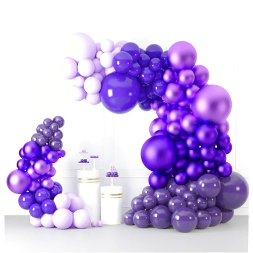 LovesTown 150PCS Purple Balloon Garland Kit, Metallic Purple Balloons Macaron Purple Balloon 4 Sizes Latex Balloons for Wedding Baby Shower Birthday Party