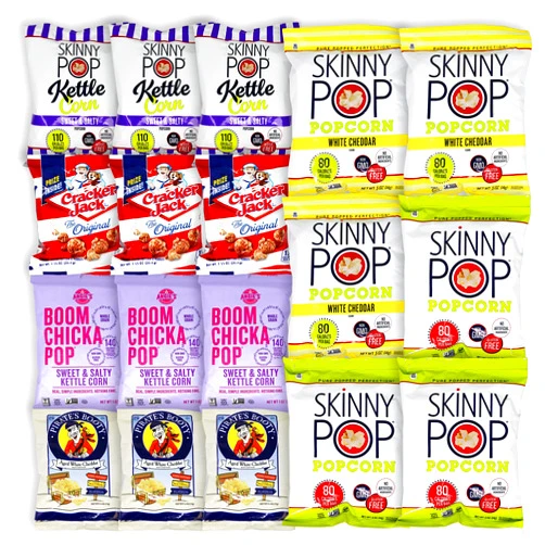 Niro Popcorn Snack Pack - Skinny Pop, Pirate's Booty, Cracker Jack, and Angie's | 18 Packs | Niro Assortment