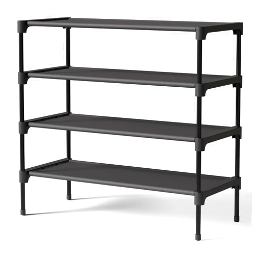Kitsure Shoe Rack - Premium Non-Woven Shoe Rack Shelf, Shoe Organizer for Closet, Entryway, Garage & Corridor, Sturdy & Durable Long Stackable Shoe Shelves, X-Large, Black