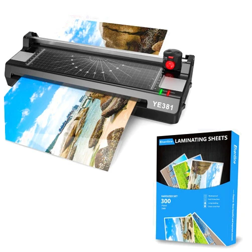 Eficentline Laminator Machine for A3/A4/A6 - Bundle 300 Pack 5 Mil Thermal Laminating Pouches, Plastic Laminating Sheets