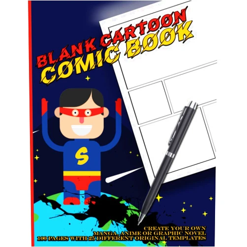 By Megapode Activity Books (Author) Blank Cartoon Comic Book - Create Your Own Manga Anime Graphic Novel (100 pages with 25 different original templates): Draw your own comics