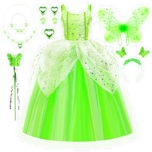 TOLOYE Princess Costumes for Girls, Princess Dress Up Clothes with Accessories for Birthday Party Halloween Cosplay