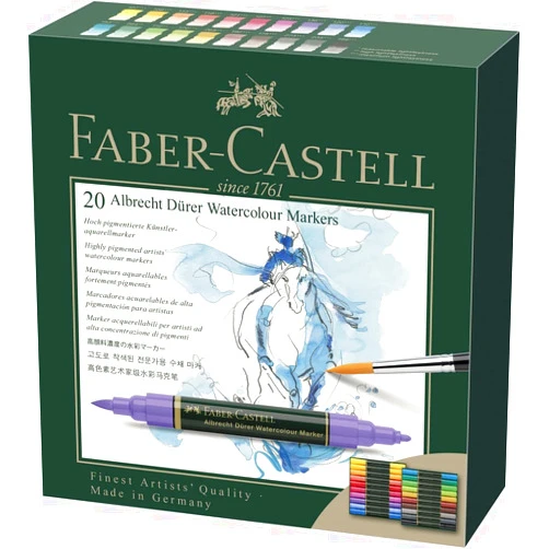 Faber-Castell Albrecht Durer Watercolor Markers - Wallet of 20, Watercolor Dual Tip Markers